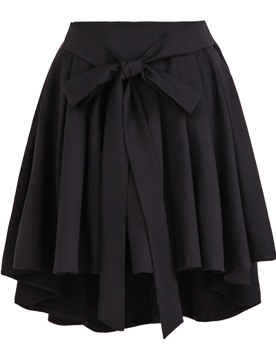 Μαύρη φούστα ψηλής μέσης με φιόγκο