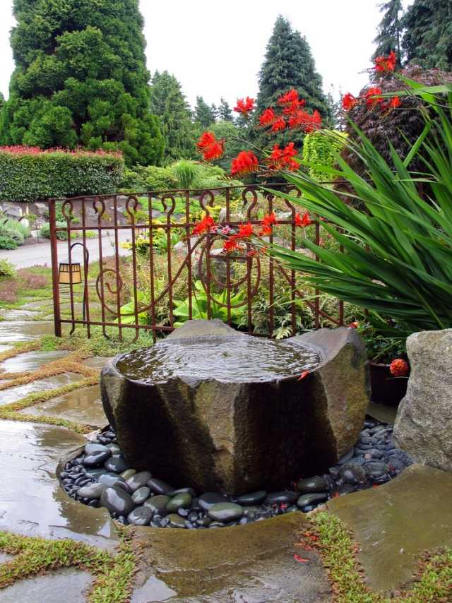 järn trädgård staket dekorativa prydnader våren fontän vatten funktioner