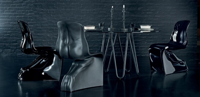 Stolar i polyetylen vågad form innovativ design svart