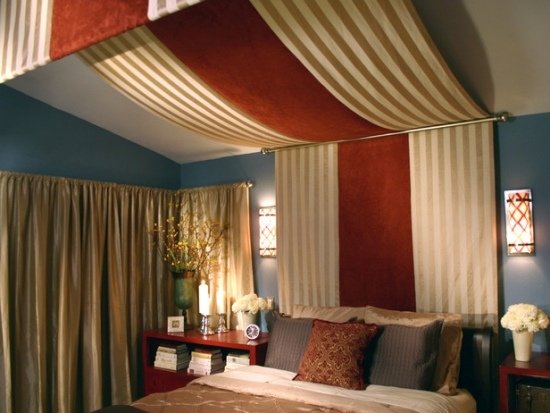 Färgglada accenter i sovrummet design himlen för sängen