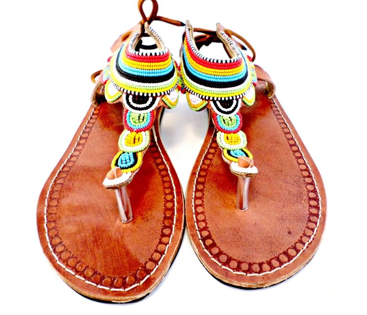 Hippie Chic -läge-boho-platta sandaler-pärlfärgat läder