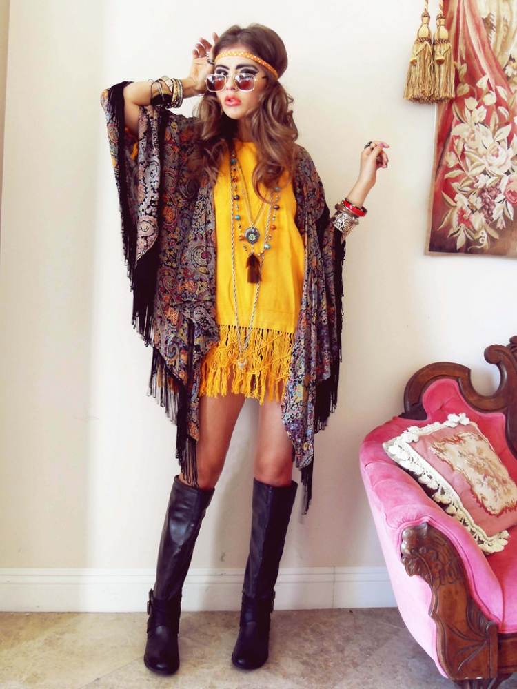 hippie-chic-mode-boho-läder-stövlar-kimono-klänning-gul-fransade-kedja-armbaender_b