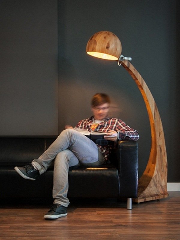 Led lampa golvlampa-trä textur-möbler design abadoc design studio