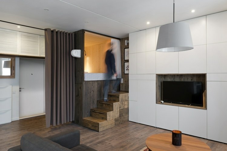trä sovlåda moskva studio bazi vardagsrum individuellt möbelsystem