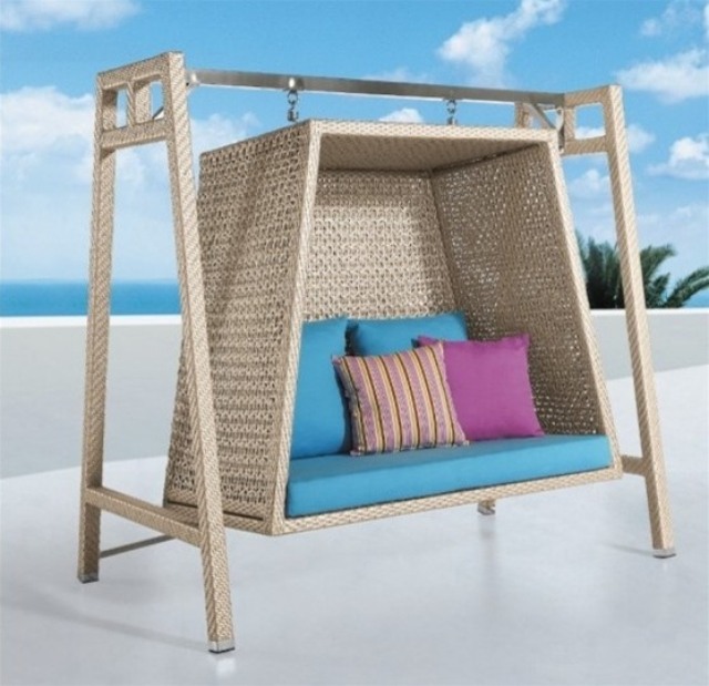 Hängande stol Tiki rottingmöbler väderbeständig robust med en exotisk stil