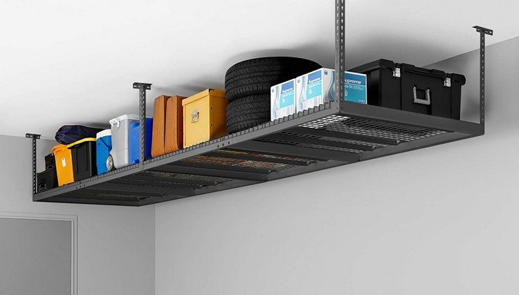 DIY Hängande takhylla Resväska Overhead Förvaringsrum Idéer Garage Praktiskt sätta upp däcklådor