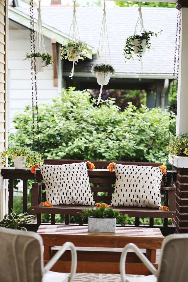 hängande korgar macrame balkong veranda dekoration