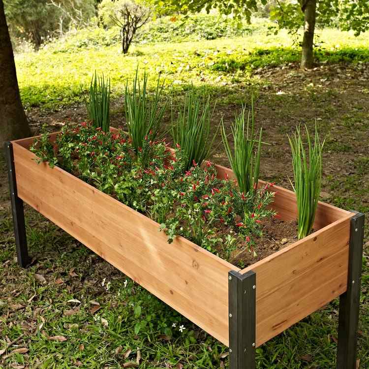 Uppvuxen säng-bygg-själv-trä-odling-grönsaker-idéer