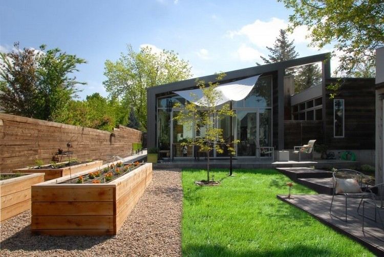 Bygg en höjd säng själv trä-trädgård-modern-design