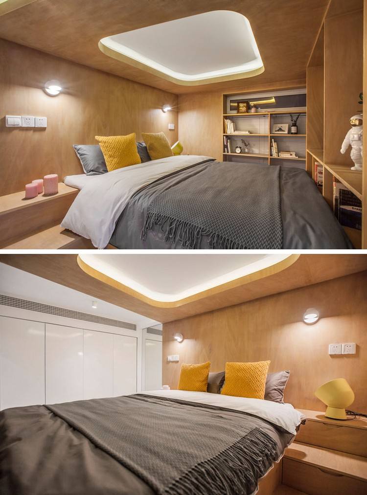 liten lägenhet sovplats design loft säng vuxna platsbesparande