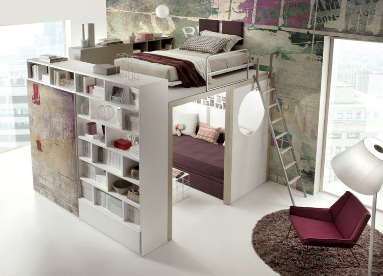 Loftsäng i tonårsrummet flicka-möblering-tegal-soffa-modern-design