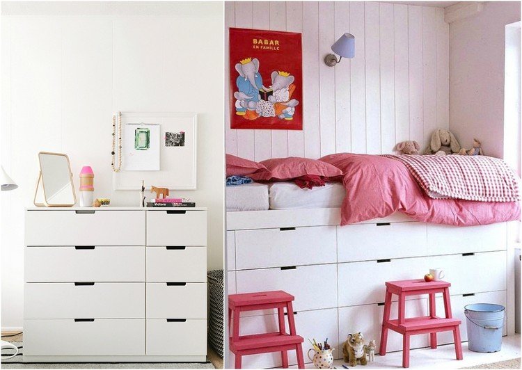 Bygg-din-egen-loft-säng-ikea-möbler-nordli-byrå-säng-flickor-rum