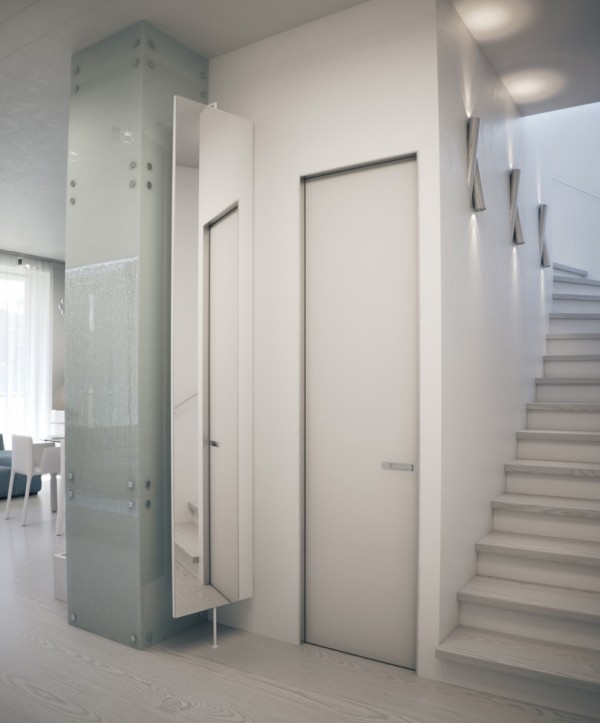Alexander Lysak modern lägenhet hall sconces spegel