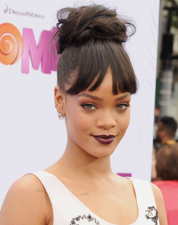 fake bangs tutorial Rihanna frisyrer