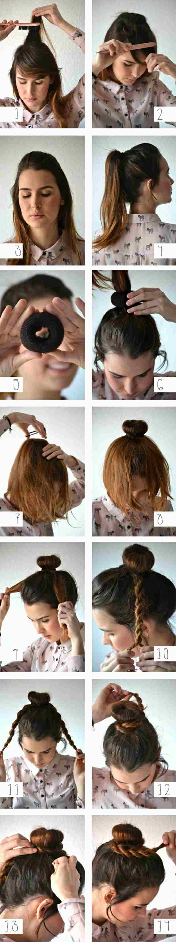 Idé bulle pigtail hår upp casual söt