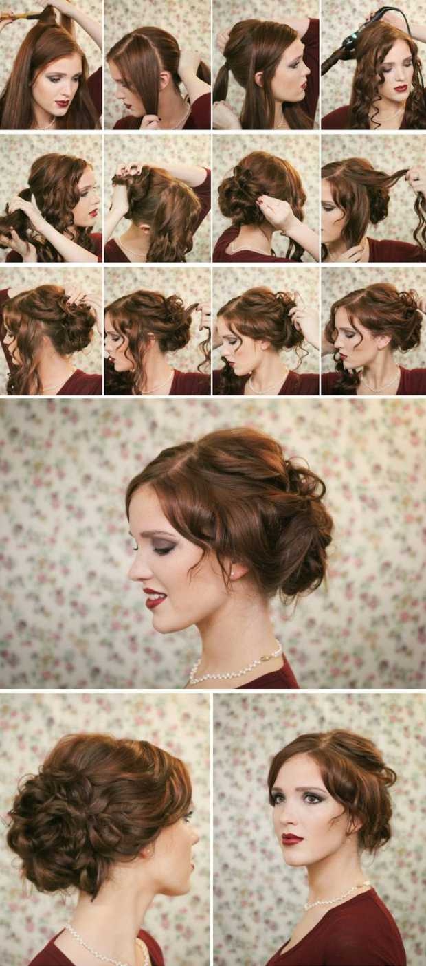 Updos hår kvinnor lockar