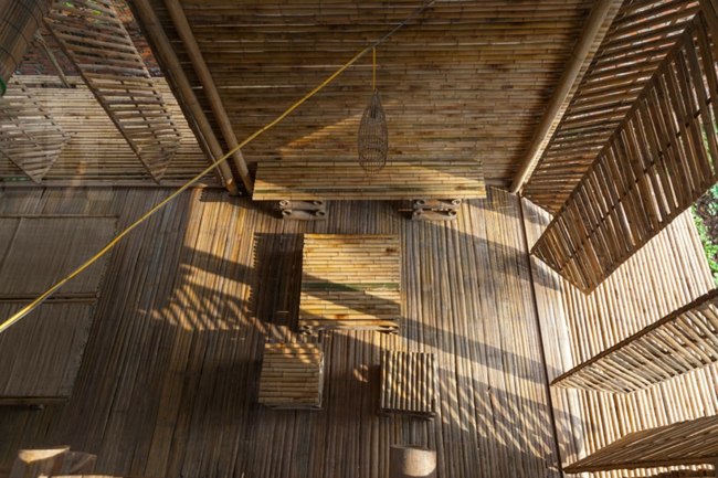 Vietnam byggnadsmaterial bambu vardagsrum hus