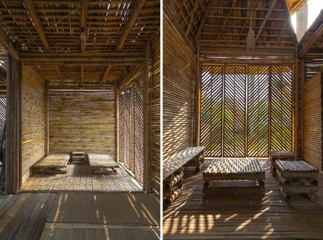Bambu exotiskt interiör Vietnams arkitekthus
