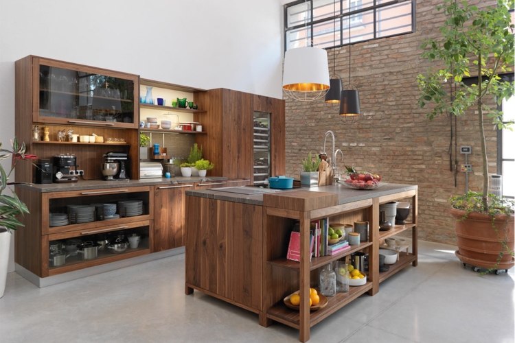 modernt kök högkvalitativa designmöbler massivt trä höjdjusterbar matlagningsö