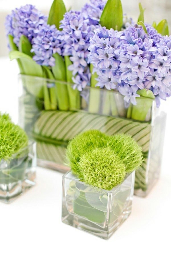 hyacint lila violett blommor bord dekoration bröllop