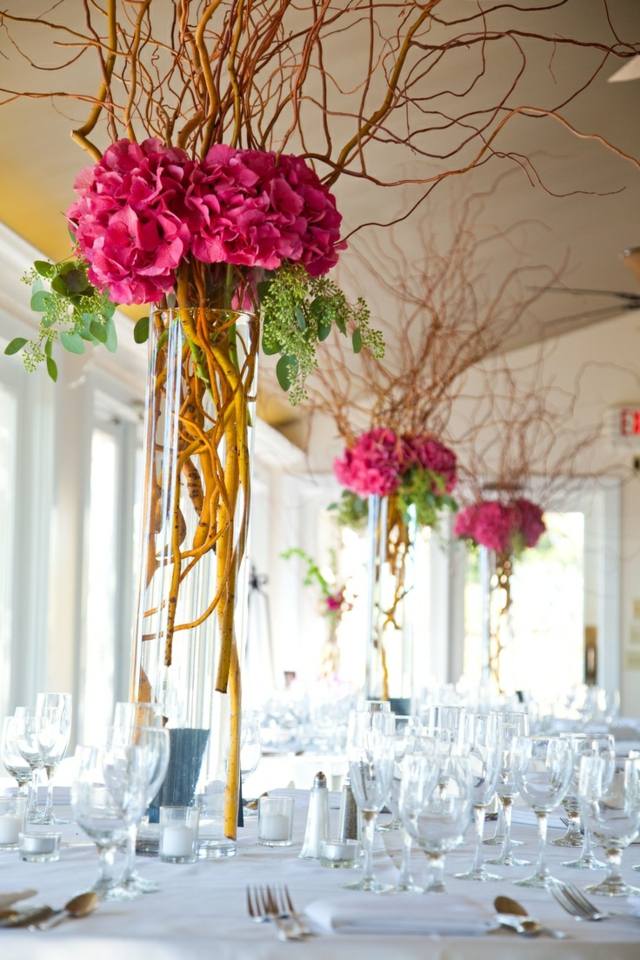 höst bröllop bord dekorationer rosa blommor