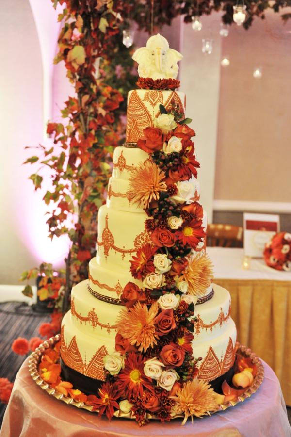 Tårta bröllop bord dekoration blad