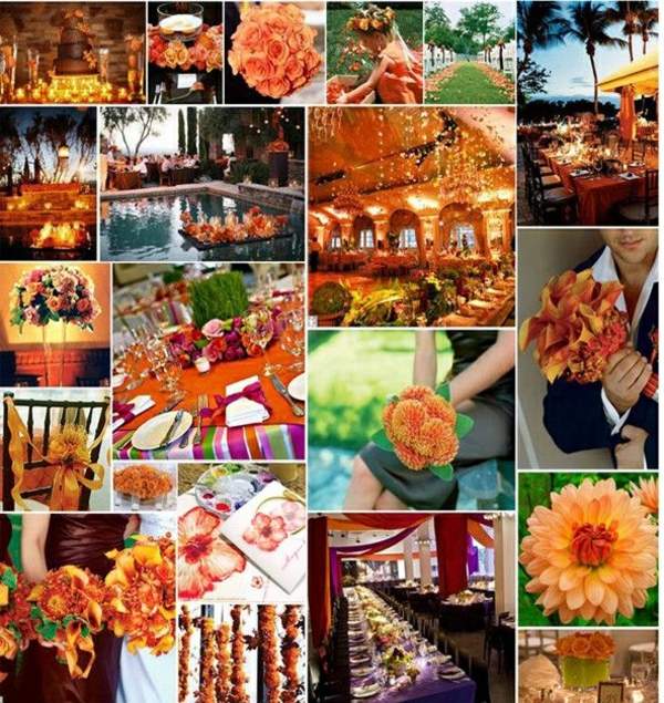 Simbassäng-flytande-blommor-bröllop-dekoration-orange-färg