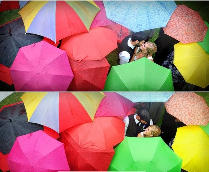 färgglada bröllop regn plan idéer fotografering