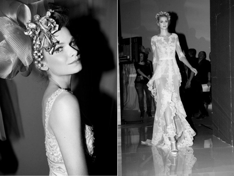 bröllopsklänning-trender-2014-vit-catwalk-svart-och-vit-foto-spets-retro-look