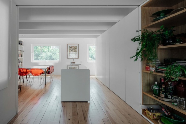 högfönster-kök-ö-hylla-växter-minimalistisk-design