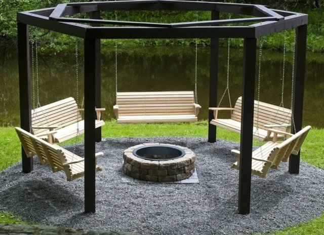 Bygg trägungan själv Konstruktion av eldstaden klar