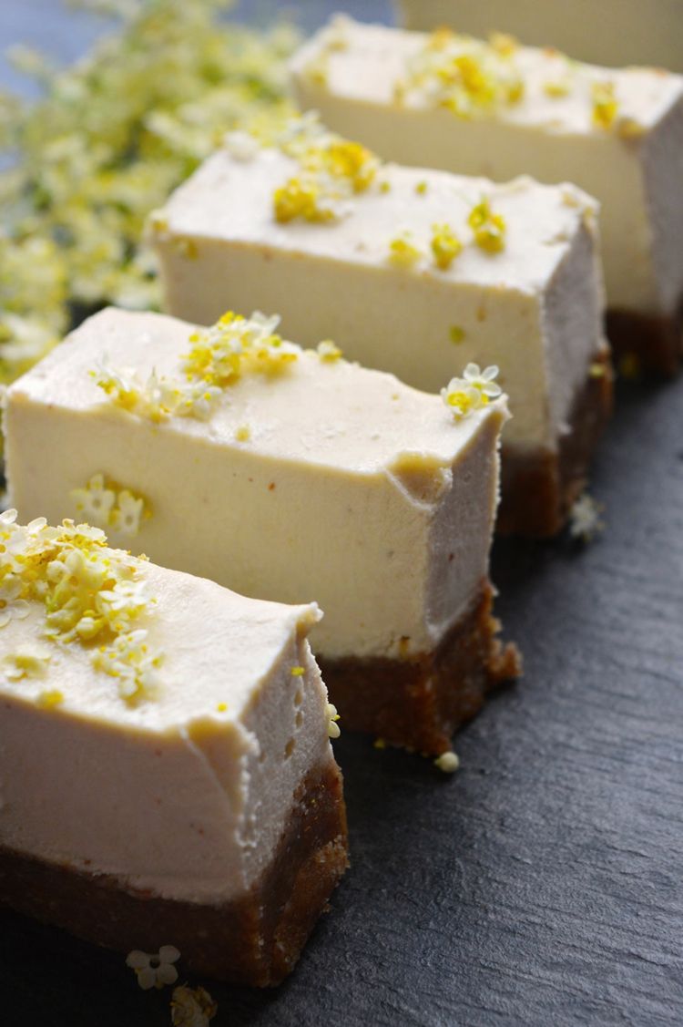 cheesecake elderflower recept skivor dadlar vegan