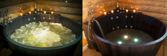 trä badkar khis naturliga bubbelpool badrum