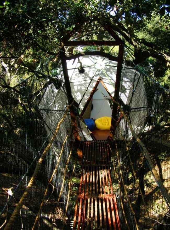 Övernattning i Wald-Tree Village som bygger ett trädhus