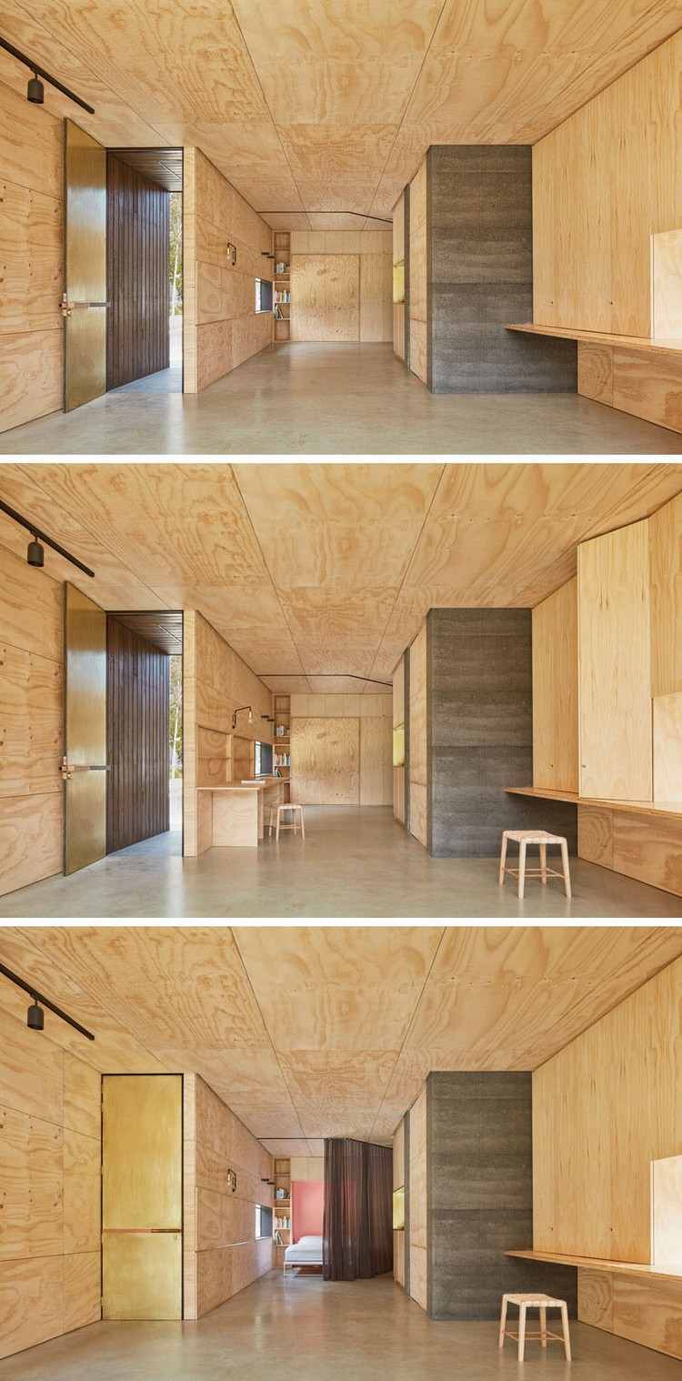 trä-interiör-konstruktion-plywood-väggbeklädnad-multifunktionellt utrymme