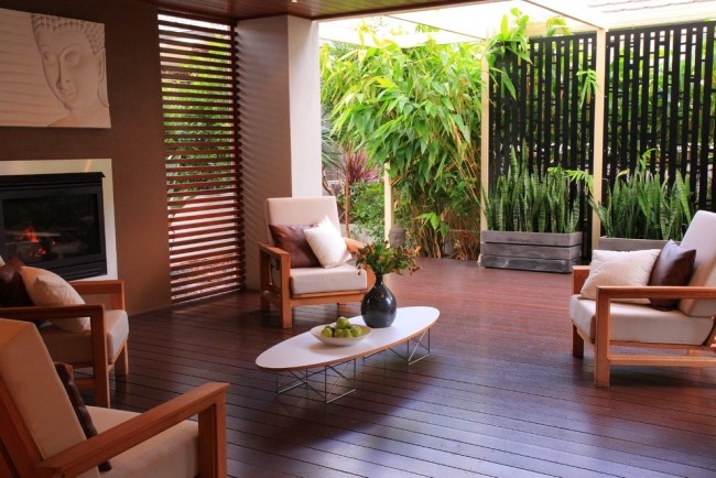 teak trädgårdsmöbler upprätthålla terrassen japansk stil