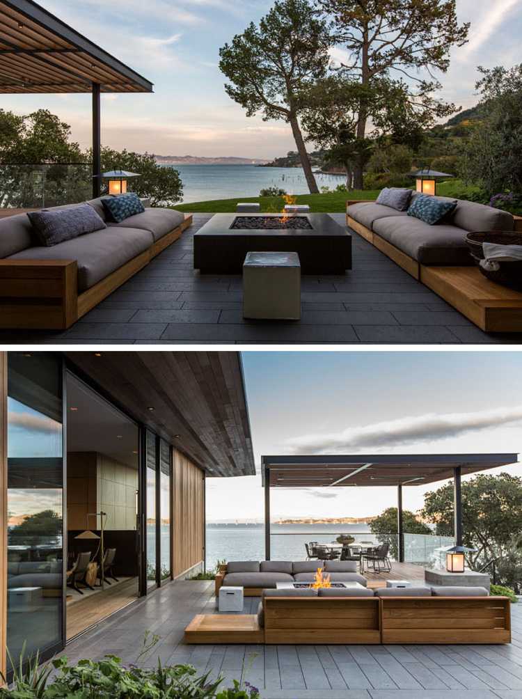 Trä inuti och utvändigt-terrass-öppet tak