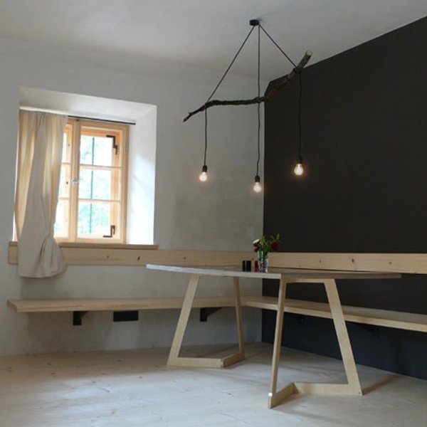 trä hängande ljuskrona gren gör dig själv