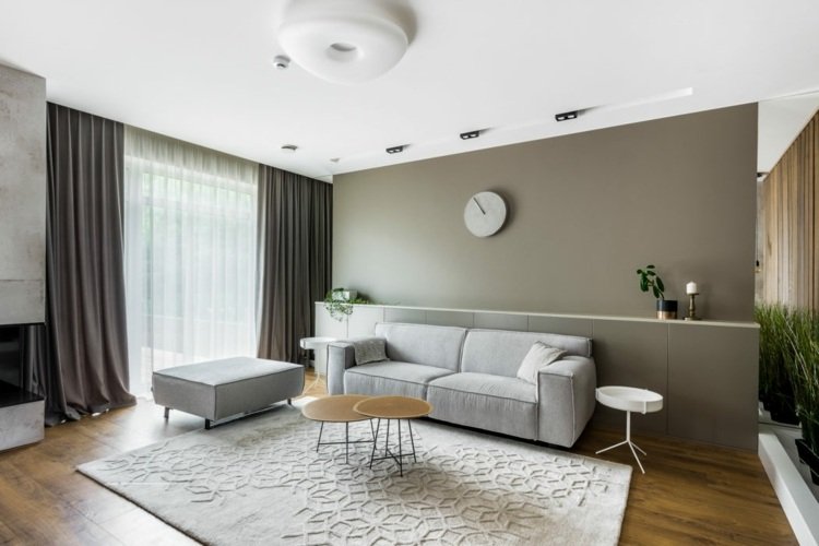 hus levande koncept öppen soffa vägg design