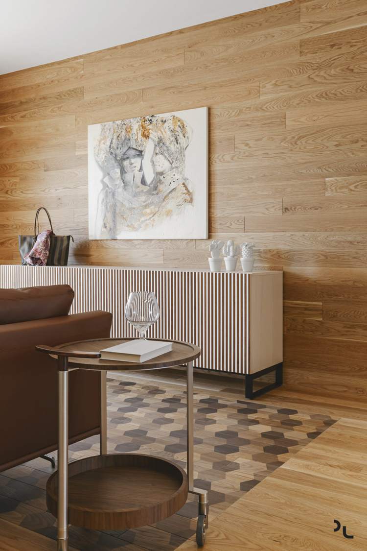 trä moderna trägolv mönster vägg som täcker vardagsrum
