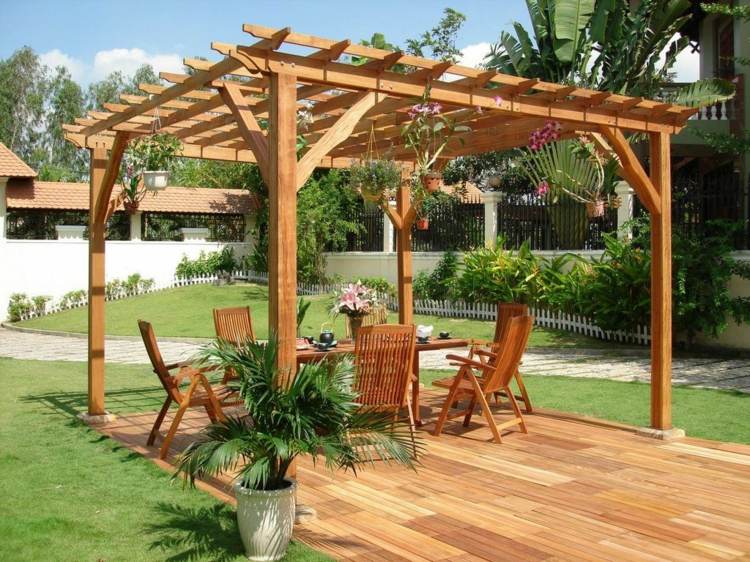 trä pergola bygga liten design-sittgrupp-romantisk