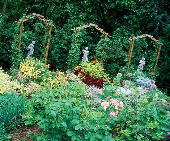 Statyer trädgård-små växter