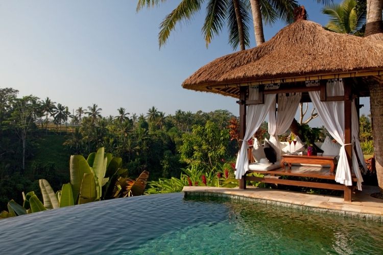 trä-pergola-gardiner-infinity-pool-bali-palmer-exotiska-växter-semester-vackra