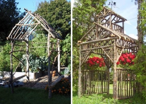 Träpergoladesign skapar en trädgård