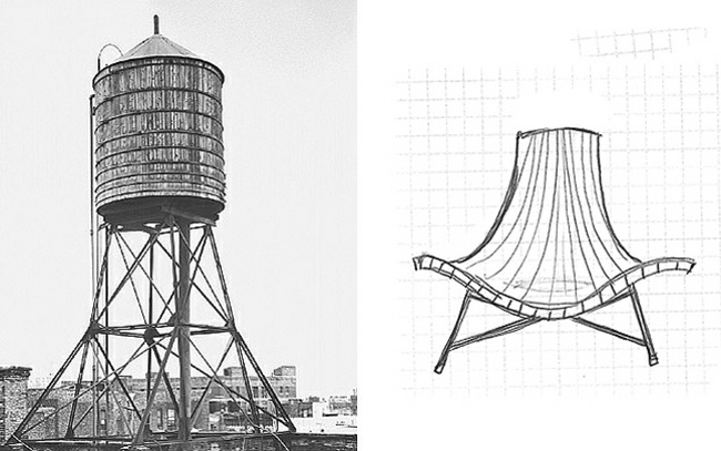 Stolsskiss vattentorn inspirerade designmöbler