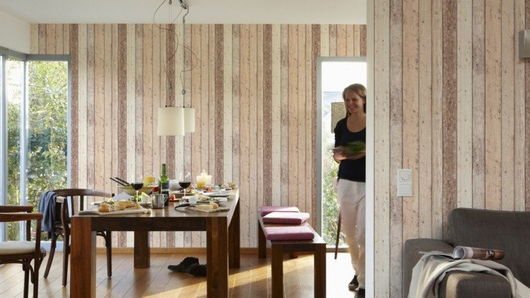 tapeter-trä-trä-look-vardagsrum-vintage-rustikt-ljus-interiör