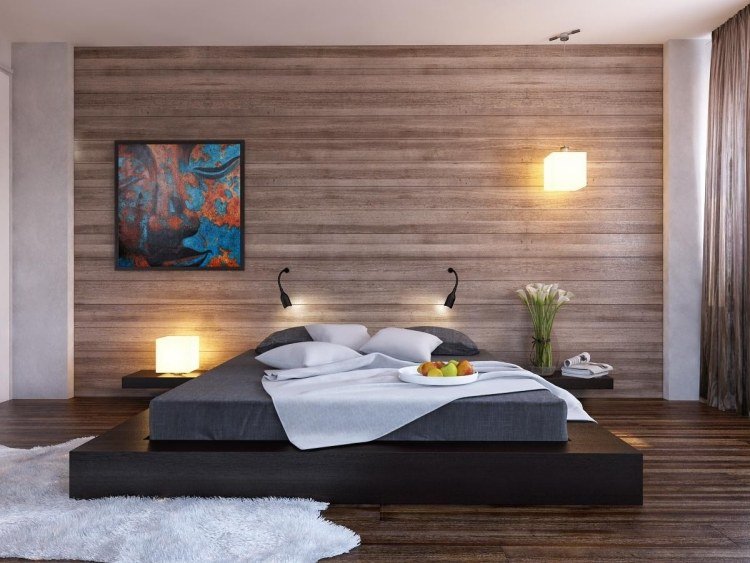 tapeter-trä-trä-look-sovrum-moderna-minimalistiska-kantiga sovrumsmöbler