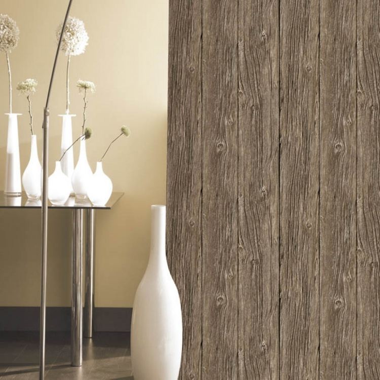 Trä tapeter-trä-look-korridor-dekoration-konsol-bord-modern-glas-vas