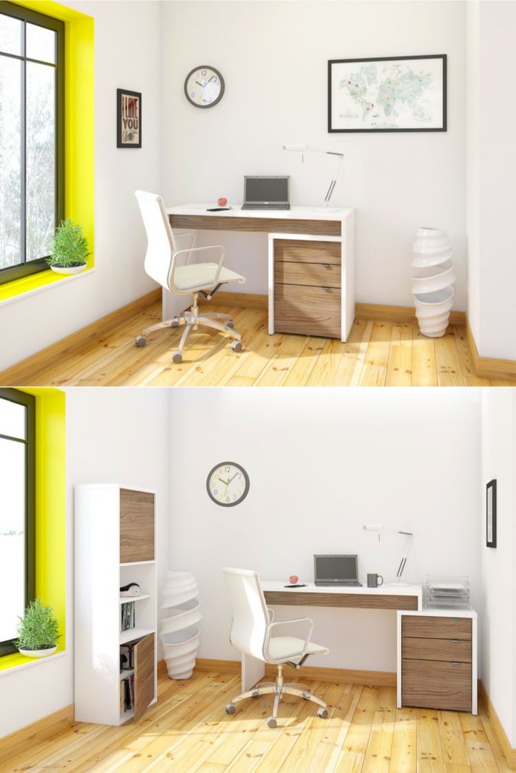 skrivbord hemmakontor liten modul skåp hylla skrivbordsstol