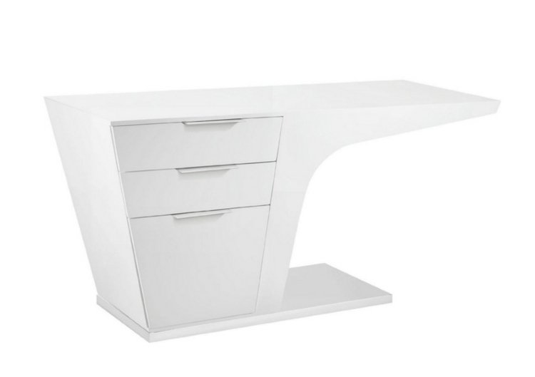 skrivbord hemmakontor futuristisk design vit puristisk